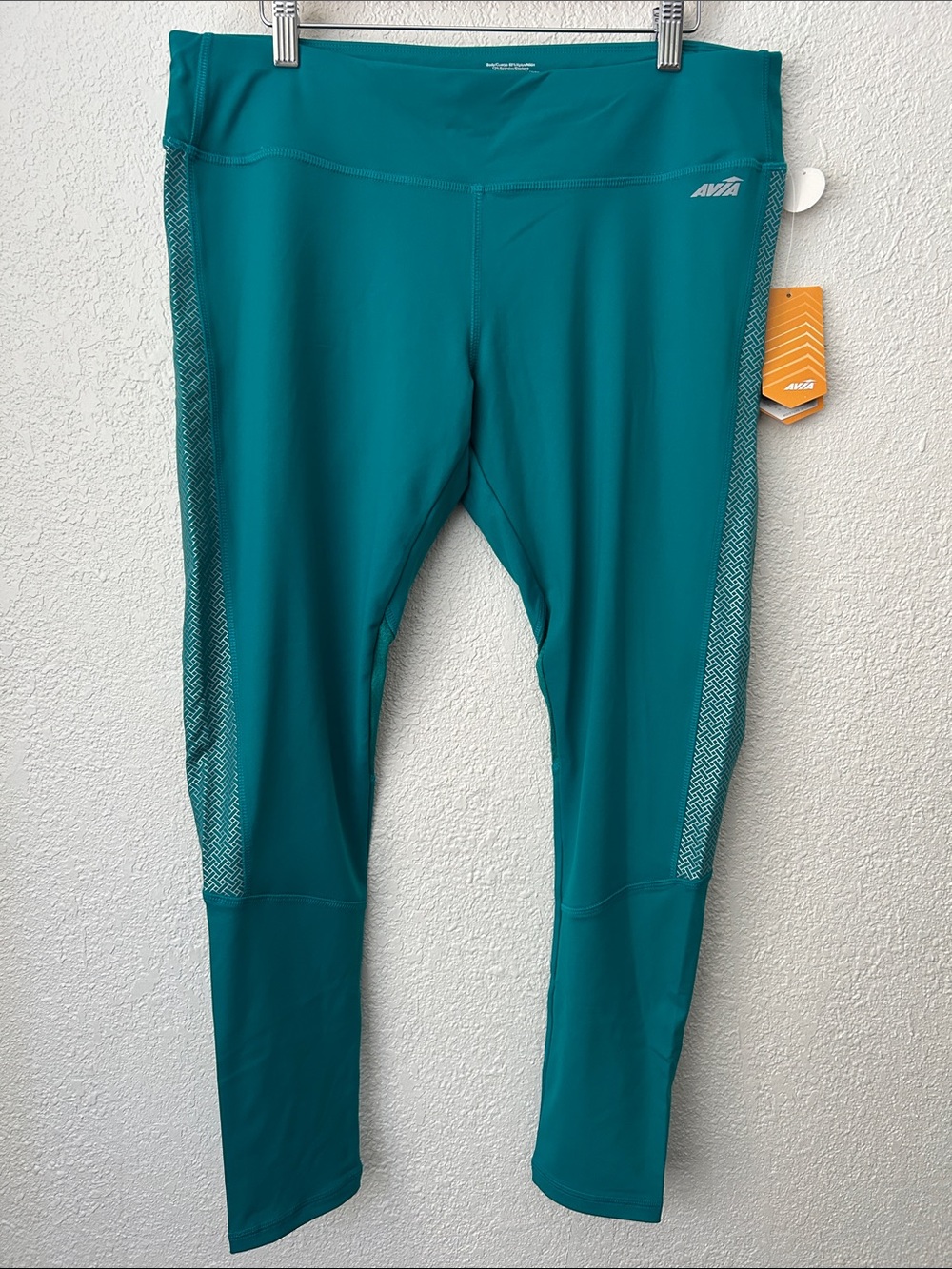 Avia Size XL Teal Women's Valiant Leggings with Side Pattern Moisture Wicking